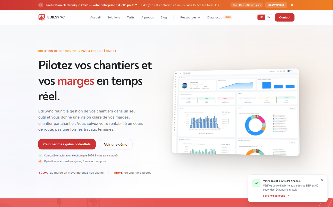 Aperçu de l'interface EdilSync